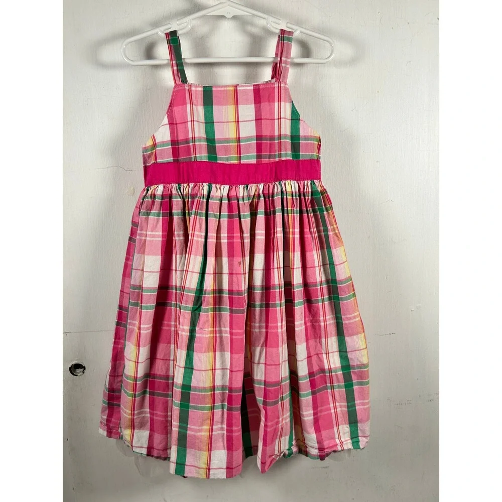 Gymborree Plaid Sundress Size 5 Pink Green Cotton Tulle Girls‎